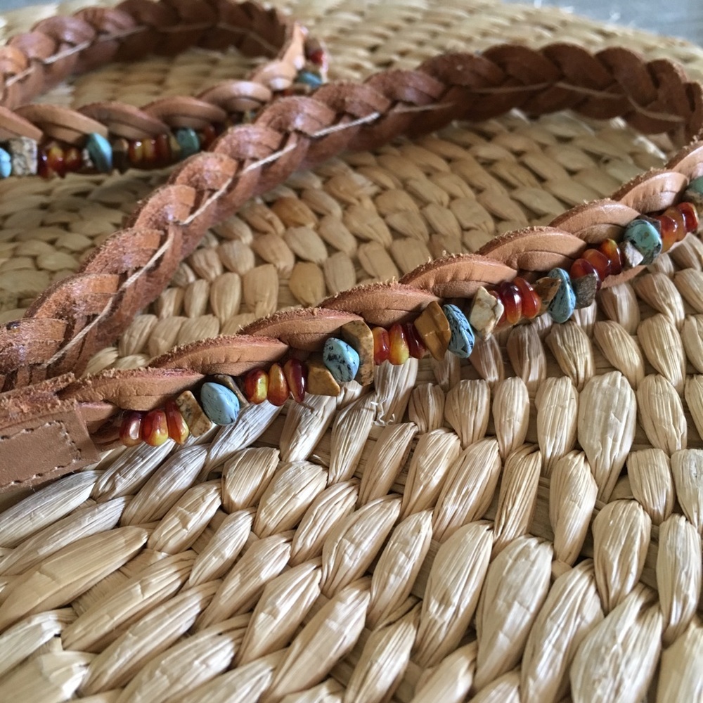 Beaded Leather Belt XS/S
